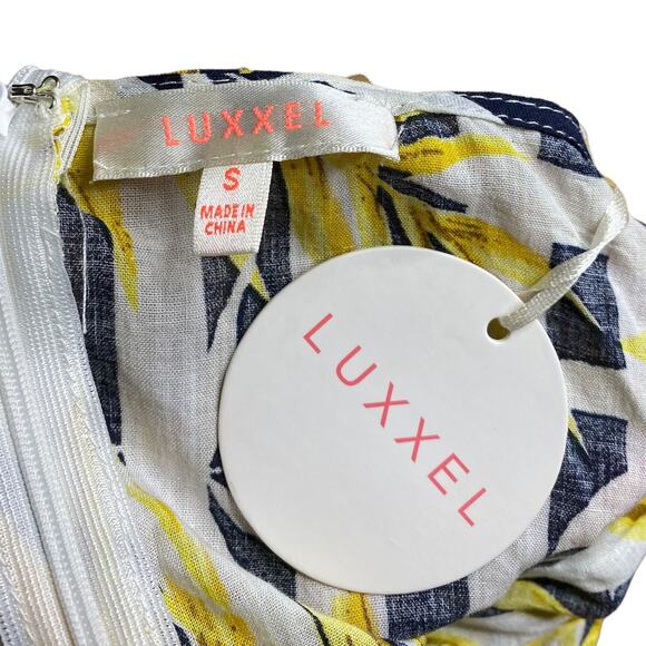 Luxxel Romper Leaf Print Yellow Black White Stripe Women's Size Small - Picture 10 of 12